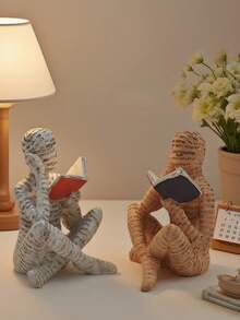 Pulp Reading Women Figurine Thinker Statue Decor Modern Figurines Abstract Aesthetic Sculpture For Home Decoration Living Room Office Bookshelf Shelf Table