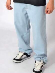 Balao Straight Baggy Jeans, Light And Dark, Skate Style - 淺色水洗藍 - 查看 2