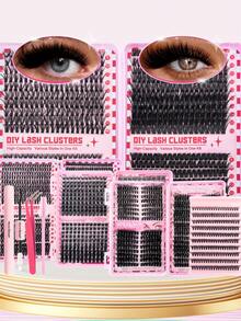 Juego de 800 piezas/576 piezas/488 piezas/200 piezas de pestañas postizas, incluye estilos 40D, 60D, 80D, 100D, 80D esponjosas, 40D naturales. El set contiene adhesivo, pinzas y cepillo para pestañas. Ligeras, impermeables, suaves y cómodas. Fáciles para principiantes. Pueden crear looks naturales a voluminosos para varias ocasiones. Se puede lograr un efecto de pestañas de salón fácilmente en casa. - Negro - Ver 6