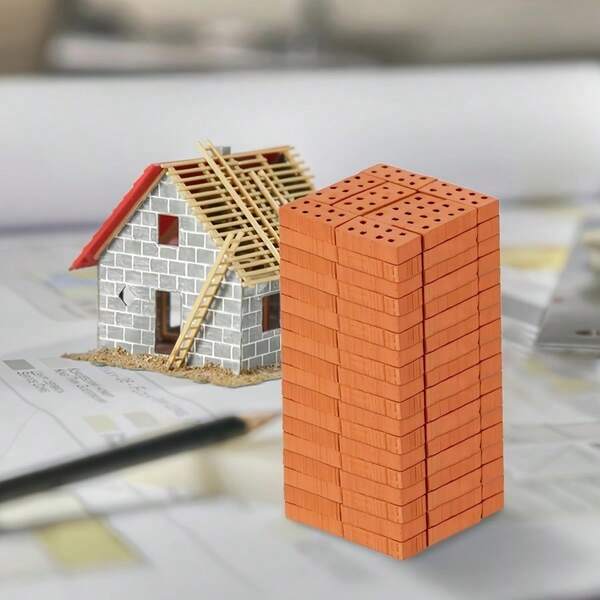 50/200 Stücke, Mini Ton Bauklötze, wiederverwendbare Mini Ton 8 Löcher Ziegel, realistische DIY Mini Baumodelle, können für Bonsai Dekoration, Puppenhaus Dekoration, Mini Baustellenszene Zusammenbau verwendet werden