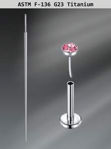 CIZME 1 Set Fashionable Titanium Alloy Threadless Nose Stud CZ Nose Ring, Flat Back Stud Earrings, CZ Nose Bone, Nose Wing, Cartilage Earrings, 20G 18G 16G Cubic Zirconia Lip Ring, Medusa Lip Ring, Threadless Lip Stud, Piercing Taper, Suitable For Daily Wear - Lip Studs - View 14