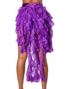 1 Piece Women S Belly Dance Hip Scarf Belt Skirt With Lace Up Tassel Hem Wave Skirt P