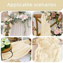 eluckya 12pcs Soft Cheesecloth Balinese Table Runners, 6 Feet Long Tulle Fabric, Suitable For Bohemian Style Wedding Party, Bridal Shower, Home Decor, Baptism And Christmas Table Decoration. - Rượu sâm banh - Xem 7