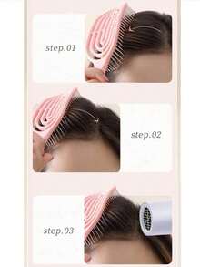 2/1pc Pink Long-Handled Women's Comb, Suitable For Long Curly And Fluffy Styling Of All Hair Types, Hollow Rib Design, Dry And Wet Anti-Static Comb, High Top Fluffy Styling Comb, Long Hair And Curly Hair Massage Comb, Large Curved Rib Comb, Very Suitable For National Day, Bathroom, Scalp Massage, Home Massage, Back To School Season, Back To School, Travel Vacation And Daily Life, Etc., Is A Perfect Holiday Gift For Family And Friends