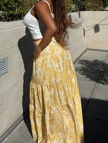 Tyla Gomez 女式波西米亚风印花长裙，休闲度假日常穿着，春夏 - 黃色 - 查看 2