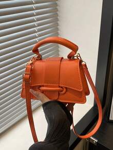Pochette de rouge à lèvres de haute qualité, mini sac carré, nouveau sac à main polyvalent de couleur unie, sac pour femme - Orange - Voir 2
