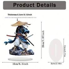 2D 平面优雅日式武士桌面装饰带底座 - 适合家庭和办公室使用，多功能艺术品，适合生日、乔迁、圣诞节和各种场合，风格多样 - 彩色 - 查看 9