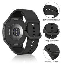 Soft Silicone Watch Band + Durable PC Watch Case Combo Set, Compatible With Samsung Galaxy Watch 8/8 Classic (40mm/44mm/46mm), Sweat-Resistant Flexible Rubber Watch Band, Compatible With Samsung Galaxy Watch 8/8 Classic Smartwatch Accessories, Back To School Essential - Black - View 6