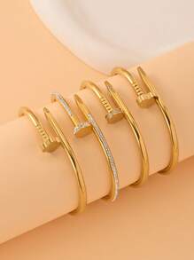 4pcs/3pcs/1pc 18K Gold Stainless Steel Bracelet, Luxurious & Elegant Jewelry, European & American Style, Suitable For Women, Festivals, Parties, Street Style, Banquets, Music Festivals, Gifts, Summer Beach Parties