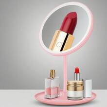 Adjustable LED Makeup Mirror, Smart 3-Color Lighting, Brightness Adjustable, One-Touch USB Charging, 180° Rotating High-Definition Tabletop Mirror, Detachable & Portable Tray, Travel Electronic Cosmetic Mirror, Suitable For Bedroom, Bathroom, Bedside Table, Dorm, Great Gift For Mother's Day, Birthday, Women, Create Beautiful Makeup - Multicolor - View 4