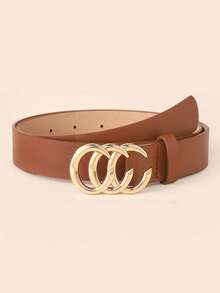 3pcs Fashionable Minimalist PU Leather Belt Set, Alloy Letter Buckle Waist Belt For Women, Suitable For Daily Commute - Multicolor - View 11