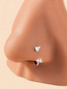 6/2 件马蹄形鼻环配 L 型鼻钉，不锈钢粉色彩虹 CZ 鼻环，银金内螺纹马蹄形鼻环，女士唇眉螺旋耳洞饰品，四季佩戴，礼物 - 彩色 - 查看 5