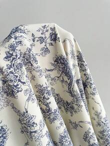 Rusttydustty 大码女式复古蓝白波西米亚度假风腰部纽扣短袖连衣裙