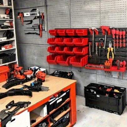 39 piezas Organizador de herramientas, estantería de almacenamiento para tornillos, tuercas, pernos, clavos y pequeños accesorios de ferretería, organizador de llaves y destornilladores, adecuado para garaje o cuarto de servicio, estantería práctica, estante de almacenamiento