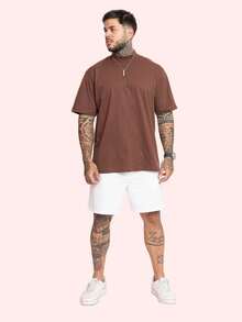 Kit 2 Oversized Premium Cotton Street Style T-Shirts - 灰色和棕色 - 查看 9