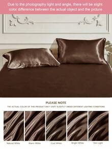 2个装奢华丝滑缎面信封式枕套，柔软透气，抗皱，呵护秀发和肌肤，提升睡眠质量，不含枕芯，巧克力棕色，通过Oeko-Tex认证 - 巧克力棕 - 查看 9