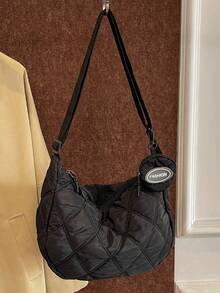 And Fashionable Men's Shoulder Crossbody Bag With A Small Coin, Rhinestone Grid Decoration, Nylon Material, Adjustable Shoulder Strap, Lightweight And Versatile, Shoulder Bag Bum Bag Belt Bag Rider Bag Satchel Bag Leather Bag Hobo Hip Bag Tote Bag Travel Essentials Camping Sling Bag Summer Back To School Summer Bag Spring Break Bag Pack Cross Body Bag School Supplies