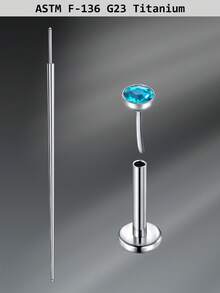 CIZME 1 Set Fashionable Titanium Alloy Threadless Nose Stud CZ Nose Ring, Flat Back Stud Earrings, CZ Nose Bone, Nose Wing, Cartilage Earrings, 20G 18G 16G Cubic Zirconia Lip Ring, Medusa Lip Ring, Threadless Lip Stud, Piercing Taper, Suitable For Daily Wear - Lip Studs - View 17