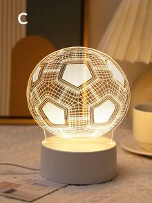 1pc Football Pattern 3D Acrylic Night Light, USB Powered, Suitable For Bedside Decor, Bedroom Desktop Decor Lamp, Gift For Football Fans, Ideal Forbirthday Gifts,Game Room Decor Light,Soccer Pattern LED Lamp,Football Lamp For Kids Bedroom Decor - Yellow - View 13