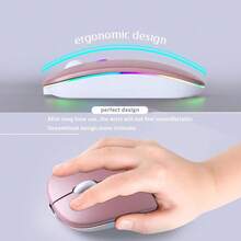 Ratón inalámbrico Bluetooth, ratón de modo dual recargable con LED (Bluetooth 5.2 y receptor USB), ratón silencioso portátil, apto para portátil/ordenador de escritorio/tableta - oro rosa - Ver 5