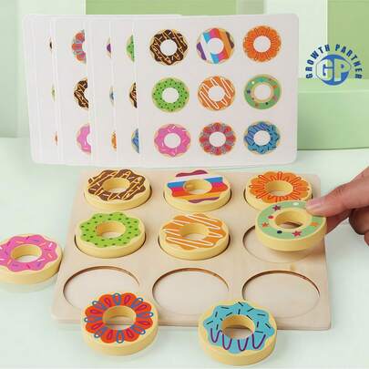 2025 Custom Montessori Children's Wooden Donut Color Board Jigsaw Puzzle Building Blocks Game Children's Educational Cognitive Toy Montessori Educational Toy Children's Early Education Donut Color Education Learning Toy Baby 2025 New Baby Wooden Donut Color Board Jigsaw Puzzle Building Blocks Game Early Education Cognitive Toy