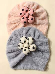 Set de 2 piezas de gorro y bufanda esponjosos para bebé, lindos para uso diario en otoño/invierno - Multicolor - Ver 1