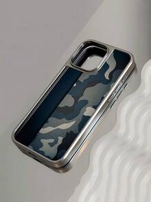 WeiMi 1pc New Business Style Camouflage Pattern Silver Electroplated Waterproof Shockproof Anti-Slip Phone Case Protective Cover Compatible With Apple Phones - Multicolor - View 2