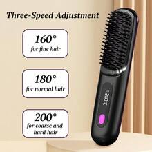 Mini Hair Straightener Brush, Straightening Comb, 20s Fast Heating, Automatic Constant Temperature, Reduce Hair Damage