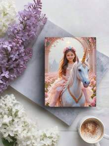 1 tablou personalizat cu prințesă, portret personalizat de fată călare cu unicorn. Potrivit pentru copii, bebeluși, familie, cei mai buni prieteni. Ca tablou roz, portret de prințesă personalizat pe baza fotografiei. Perfect pentru dormitor, sufragerie, creșă, decor cameră copii, sufragerie, birou de acasă. Oferă-i/ei un cadou unic. Cadou pentru fete, cadou personalizat pe baza fotografiei.