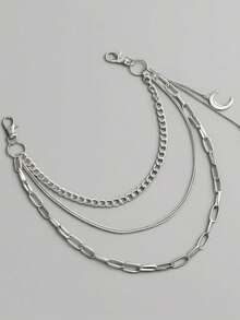 1 buc lanț metalic cu decor lunar multistrat în stil punk pentru bărbați, cadou ideal pentru petreceri în aer liber