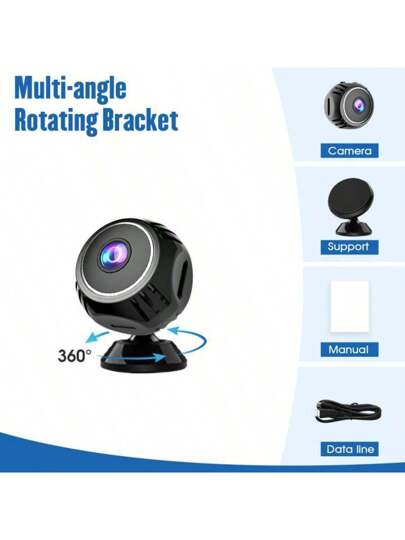 1pc High Definition Small Slimme Wireless Camera Supports Wi Fi Connection, Mobile APP Remote Viewing, 1080P Video Recording, Battery /USB Power Supply, Home Property Security, Monitoring Flexible view 5