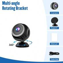 1pc 1080P HD Mini Wireless Smart Camera - Supports WiFi Connection, Mobile App Remote Viewing, Video Recording, Battery/USB Powered, Suitable For Home & Property Security, Smart Home Monitoring | Stylish Design, Flexible Usage. - Black - View 6