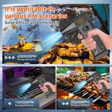 USB Rechargeable High-Power Car Cleaning Blower Fan, Outdoor Turbine Jet Fan, Can Blow Wind/Snow And Assist Outdoor Camping & Grilling, High-Speed Brushless Motor Leaf Blower, Comes With 2 Pcs 3000mAh High-Capacity Batteries, Suitable For Car Deicing, Cleaning Car Seats, Computer Keyboards, Window Gaps, Sofas And Carpets - Handheld Portable High-Speed Fan! - Portable High-speed Turbo Fan - View 4