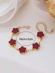 1 件优雅奢华精致经典红色幸运草女士手链 - 紅色 - 查看 5