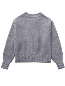 Women's Autumn Casual Solid Color Cropped Knit Cardigan, Long-Sleeve Top Clothing