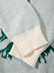 ANDREILEE 休闲宽松圆领印花针织套头毛衣，男女皆宜，适合春、秋、冬三季穿着。 - 杏色 - 查看 6