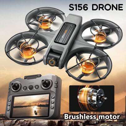 AXNEN S156 Dual Camera Drone With Screen, Brushless Motor, HD Large Screen, Optical Flow Hover, Smart Obstacle Avoidance, Easy To Fly For Beginners, Perfect Gift For Halloween And Christmas