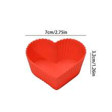 12/24 件硅胶心形可重复使用烘焙杯 - 不粘纸杯蛋糕衬垫，非常适合情人节烘焙、松饼和甜点装饰