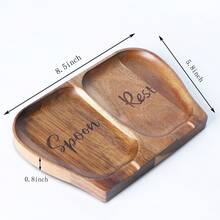 1 pieza Reposaespátulas de madera de acacia para la encimera de la cocina, reposaespátulas doble para la estufa, soporte para utensilios como espátulas, cucharones, batidores, pinzas, decoración de cocina de estilo granja