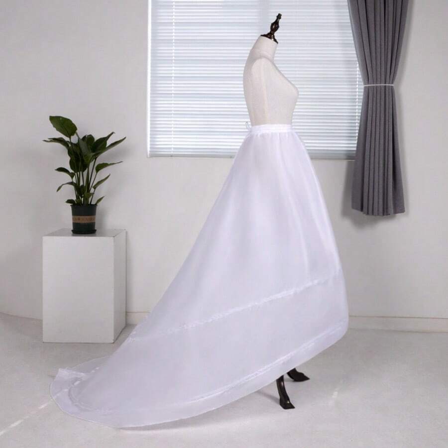 New White Wedding Dress Petticoat With Hoop, Suitable For Christmas Wear