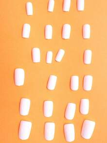 24pcs Long Almond Flower Pattern Full Cover Fake Nail Kit & 1pc Jelly Gel & 1pc Nail File Nail Supplies - trắng - Xem 4