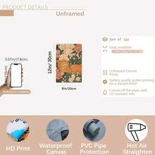 1幅12x16英寸无框帆布海报 - 可爱的橘色虎斑猫在浴缸里放松，搭配日式花卉图案，是浴室、卧室、厨房、客厅、办公室或咖啡馆的完美墙面装饰，也是送给爱猫人士的绝佳礼物。浴室装饰 | 猫咪插画 | 精细的毛发纹理，猫咪主题秋季装饰 - 彩色 - 查看 13