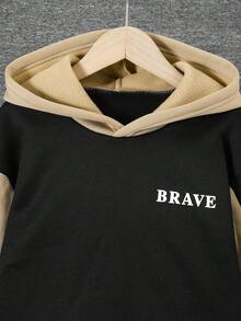 2pcs/Set Teen Boys' Casual Crew Neck Colorblock Sweatshirt And Matching Sweatpants, Suitable For Autumn, Winter, Warmth, School, Home, Daily, Sports, Outing