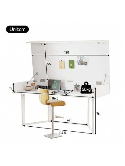 Folding Bureau 120*55cm Multifunctional, Foldable, European Plugs, Clamshell To Hide Clutter Families Cats Babies view 11