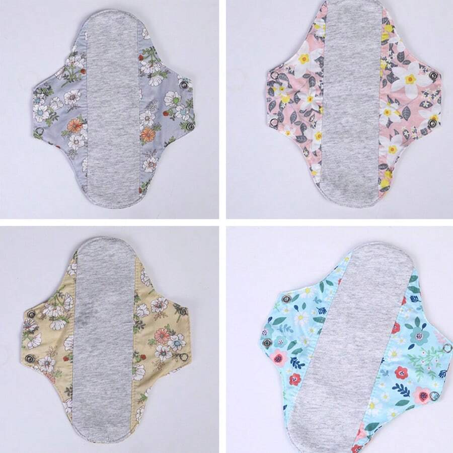 4 piezas de almohadillas de grafeno de colores aleatorios, lavables, reutilizables, diseñadas para la menstruación, diseñadas para la incontinencia urinaria, toallas sanitarias cómodas e independientes