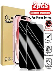 2pcs Privacy Tempered Glass Screen Protector, Compatible With IPhone 15/16/17/14/11/12/13 Pro Max, Anti-Peep Tempered Glass, Compatible With IPhone XS Max/XR/X/15/7/8 Plus/SE/16e Gift For Birthday, Family, Friends Anti-Spy, Phone Screen Protector, Phone Accessories Screen Protection Essentials, Applicable To Daily Shield, Office, Home Privacy Screen Protector Waterproof Shockproof Anti-Fall Scratch Resistant