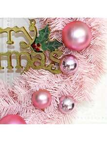 1pc Charming Pink Christmas Wreath - Perfect For Holiday Decoration, Mall Display And Party Supplies, Scene Setting, Ideal For Christmas Decor