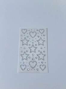 爱心五芒星多色闪亮立体宝石贴纸，适用于化妆、节日派对、Y2K风格音乐节、DIY眼部面部宝石贴纸，适合舞蹈表演、派对、舞台角色扮演、婚礼、假纹身、杂物箱饰品套装/美甲饰品 - 彩色 - 查看 11