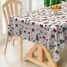 1 khăn trải bàn in kỹ thuật số hình cây thông Noel, nơ, ngôi sao, vải polyester bền hình chữ nhật, thích hợp cho gia đình, nhà bếp, sân vườn, tiệc ngày lễ, đám cưới, nhà hàng và tiệc chiêu đãi, trang trí Giáng sinh - Nhiều màu - Xem 14