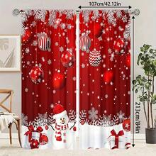 2pcs Christmas Themed Printed Curtains, Santa Claus & Reindeer Pattern, High-Definition Digital Printing, Polyester Material. Semi-Transparent For Privacy Protection, Fade-Resistant, Hand/Machine Washable, Rod Pocket Hanging, Suitable For Bedroom And Living Room Decor, Home Decoration Living Room Curtains Christmas Decorations Christmas Decorations Home